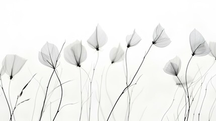 small beauty ethereal dark botany x-ray. natural artwork featuring organic minimalist elements. sense of balance and harmony. simplest form. generative AI 