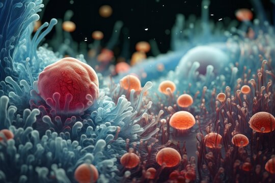 microscopic view of microorganisms and microbs