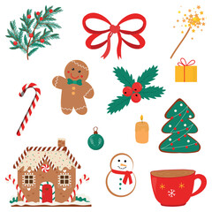 Set of cute christmas design elements.