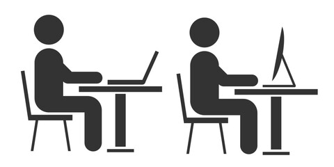 Office worker icon. Workplace set vector ilustration.