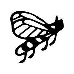 Bee sketch. Flying honey insect. Hand drawn illustration.