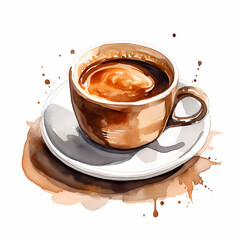 Cup of espresso coffee. Watercolor illustration.