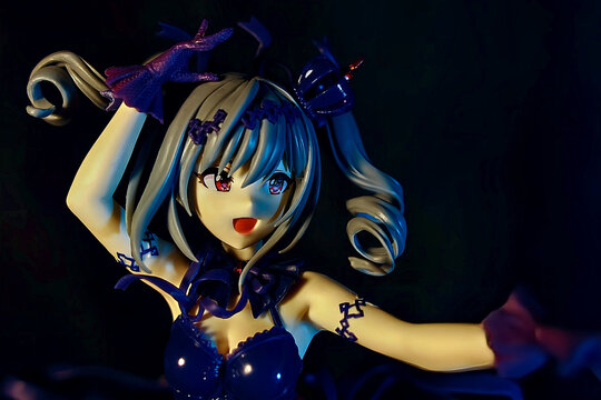 Figure of the character "RANKO KANZAKI" from Idol Master. Prizes for crane games at game centers. Japanese pop culture.Japanese sub culture.image of halloween costume