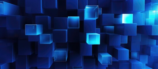 Vibrant dynamic and colorful cubes on a deep blue background Ideal for web print and wallpapers