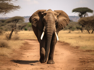Fototapeta na wymiar Nature elephant walking on safari