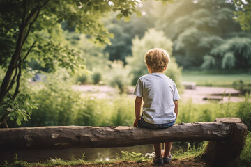 Fototapeta premium child sitting on a tree
