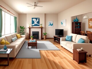 Fototapeta premium Interior of the living room in a modern style. 3d render