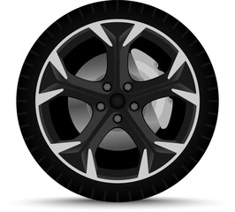 Car wheel. Tire with brake system