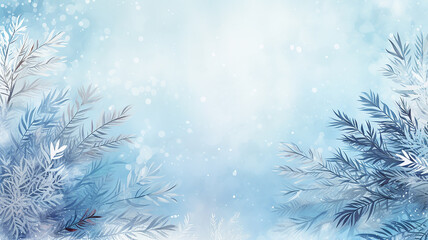 New Year winter background blue with snowflakes