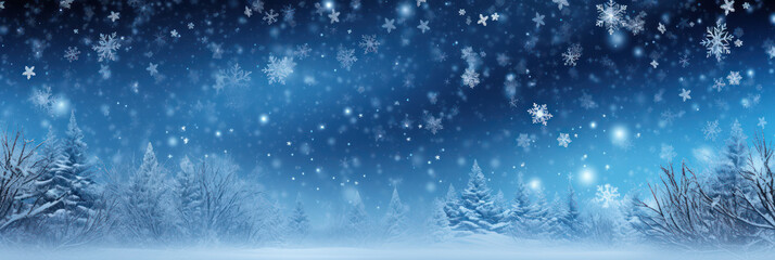 Fototapeta na wymiar Seamless blue Christmas background with falling snow