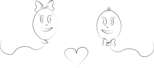 Two love balloons. The concept of love, Valentine's Day, March 8, Family Day.