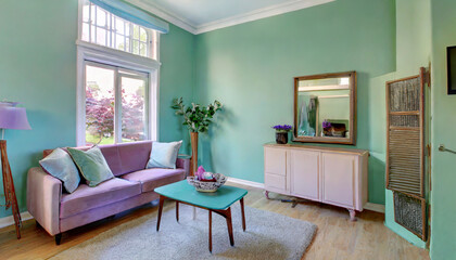 living room pastel colored walls such as mint or lavender