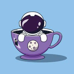 Astronaut into a Cup Cartoon vector