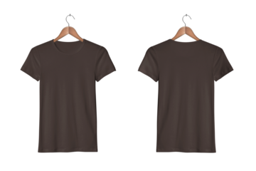 Women's Casual Slim Fit Short Sleeve Brown Tight T-Shirts on a Classic Wooden Hanger