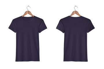 Women's Casual Slim Fit Short Sleeve Midnight Tight T-Shirts on a Classic Wooden Hanger