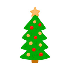 Winter colorful cartoon Christmas tree