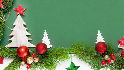 christmas themed banner with blank space for text on a green background