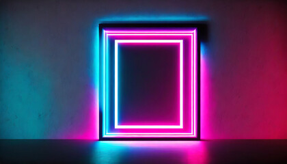 square rectangle picture frame with two tone neon