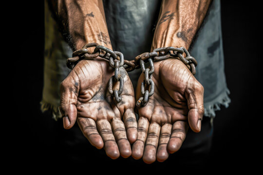 Hands holding a chain symbolizing oppression
