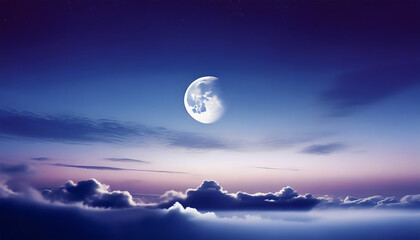 deep indigo moonlit silver gradient lunar moonlight sky cloudscape phone hd wallpaper ai generated