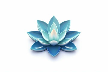Stylized blue lotus with glowing center on white background for spiritual purposes. Generative AI