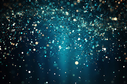 Splash of blue sparkles on black background