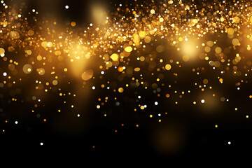 Splash of golden sparkles on black background