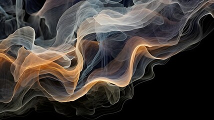 Dark background with puffs of ivory smoke. Smoke whiffs and swirls. Generative AI