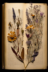 Marginal Flora: Pressed Flowers in Dictionary Pages