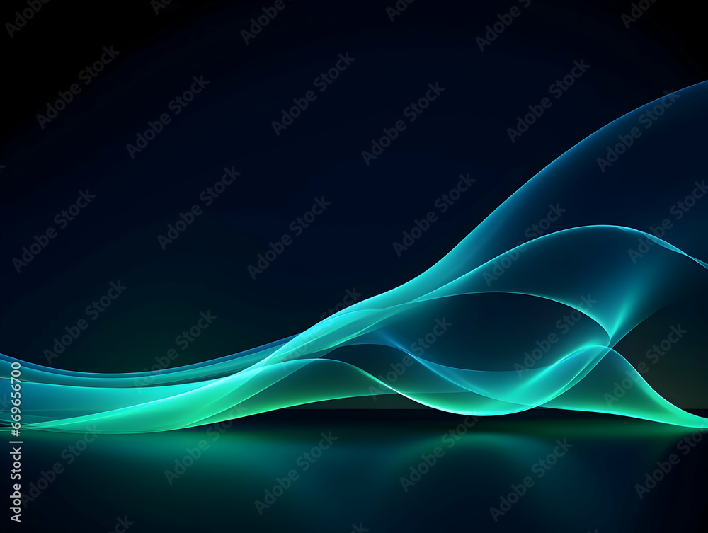 Wall mural dark abstract curve and wavy background with gradient and color, glowing waves in a dark background,