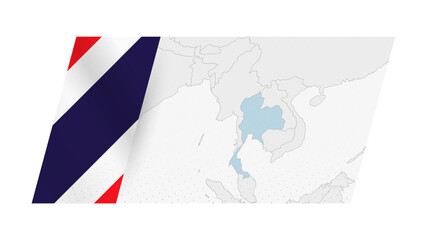 Obraz premium Thailand map in modern style with flag of Thailand on left side.