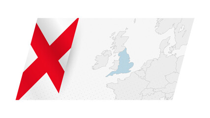England map in modern style with flag of England on left side.