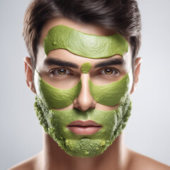 beauty portrait skin care health Avocado mask white background close up cosmetic mask
