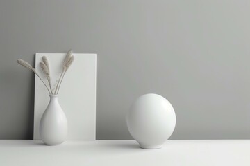 A white object on a gray background with white backgrounds and objects. Generative AI