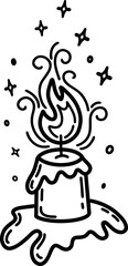 Vector illustration of a burning candle and sparks