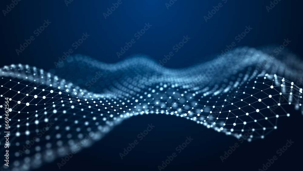 Poster abstract polygonal space. low poly 3d wire. artificial intelligence. 3d rendering.