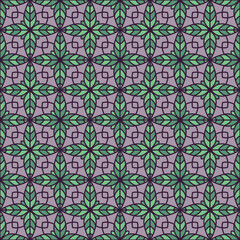Creative floral geometry seamless vector tile pattern. Abstract flower repeating tiling wallpaper.