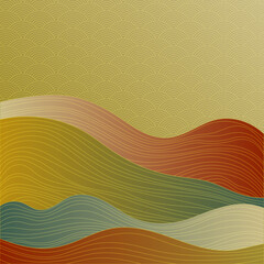 Chinese style scenery with traditional sky clouds pattern, mountain hills.