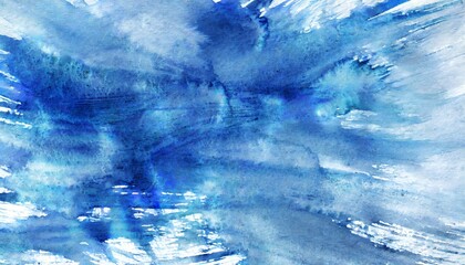 Abstract Watercolor indigo blue splash on paper texture