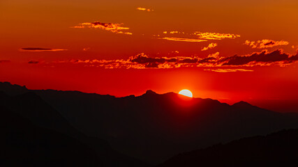 Alpine sunset at Mount Hochjoch, Schruns, Bludenz, Montafon, Sylvretta, Austria