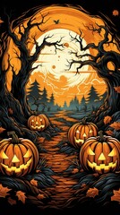 A spooky and atmospheric Halloween Illustration