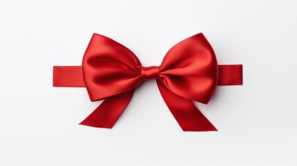  and Bright: Red Christmas Bow Ribbon Tied with Perfection on White Background