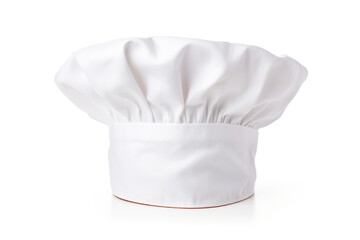 An isolated white chef's cap stands as a quintessential part of the professional culinary uniform