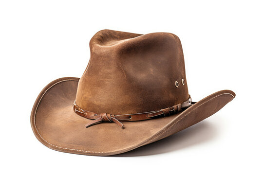traditional, weathered cowboy hat, representing the rugged and wild spirit of the American west, with a vintage and dirty appearance.
