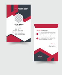 Futuristic and modern elegant informative id card. Formal and creative red and key black with white background vector illustration print template.