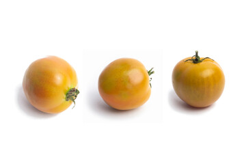 yellow tomato isolated on white background. negative space