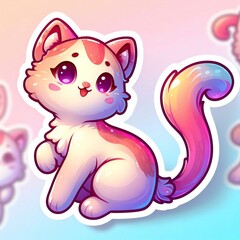 Obraz premium Generative AI Cat Sticker