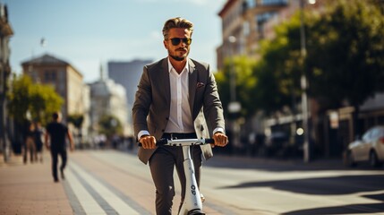Speedy and condensed electric scooter cruising through the metropolitan area, redefining small-scale transport.
