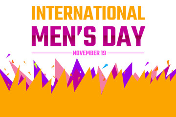 international men's Day background design with colorful shapes and typography.