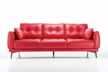 A contemporary couch, featured on a pristine backdrop, with a furnishing connotation.